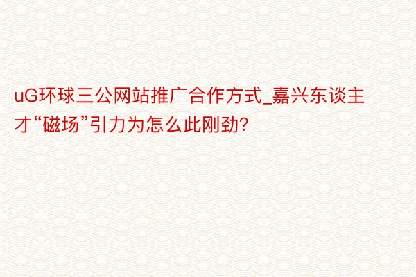 uG环球三公网站推广合作方式_嘉兴东谈主才“磁场”引力为怎么此刚劲？